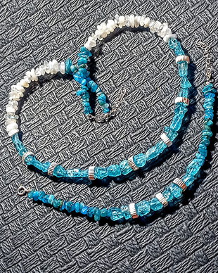 Set argint apatit brut nugget piatra lunii nugget colier bratara boho chic  trendy - Transport gratuit