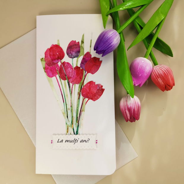 Felicitare 3D cu lalele