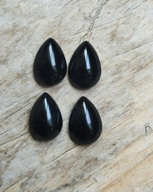 Cabochon agata neagra, 13-14x9-10 mm (2 buc)