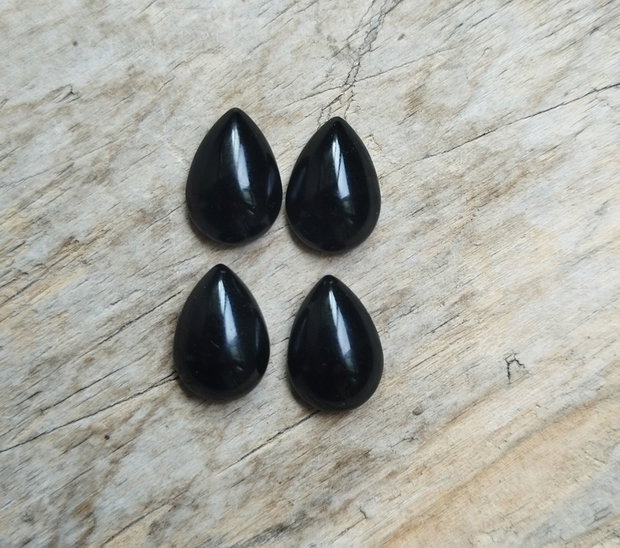 Cabochon agata neagra, 13-14x9-10 mm (2 buc)