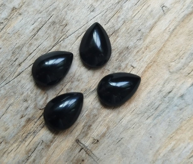 Cabochon agata neagra, 13-14x9-10 mm (2 buc)