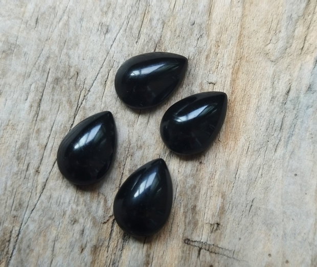 Cabochon agata neagra, 13-14x9-10 mm (2 buc)