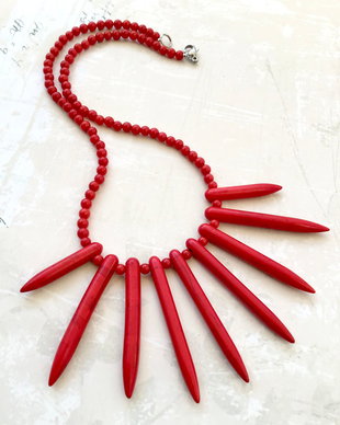 Colier CHOKER Coral rosu & howlit rosu MARTISOR
