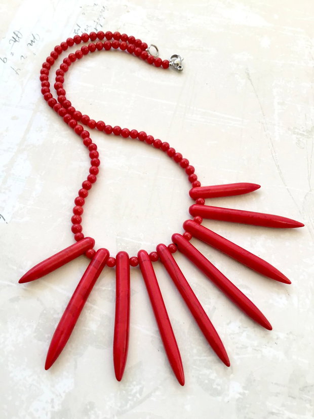 Colier CHOKER Coral rosu & howlit rosu MARTISOR