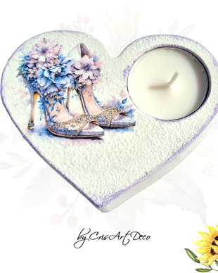 Suport decorativ pentru lumanare - pantofi cu flori 120059