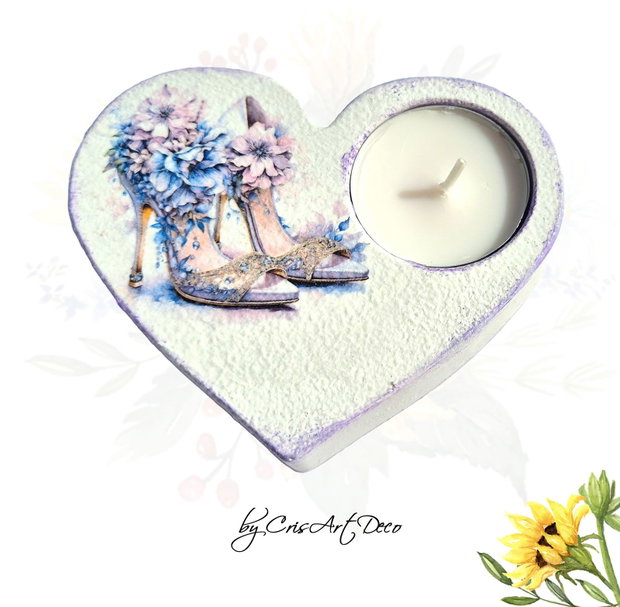 Suport decorativ pentru lumanare - pantofi cu flori 120059