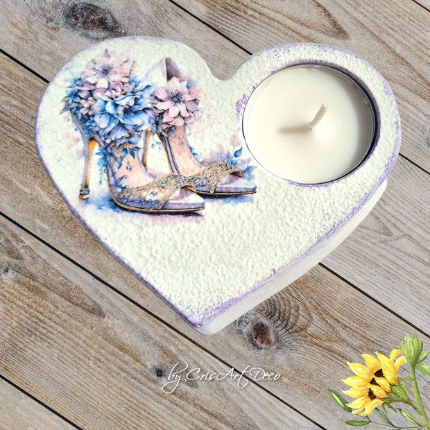 Suport decorativ pentru lumanare - pantofi cu flori 120059