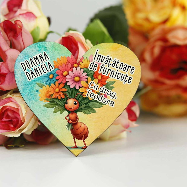 Martisor personalizat educatoare, invatatoare de furnicute