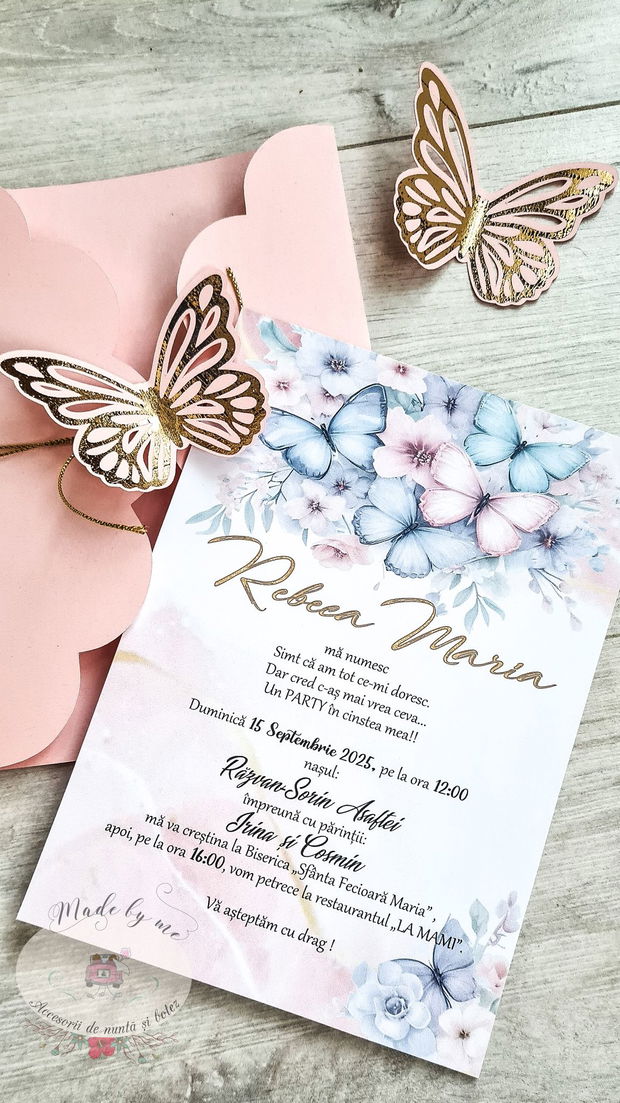 Invitatie botez fluturasi