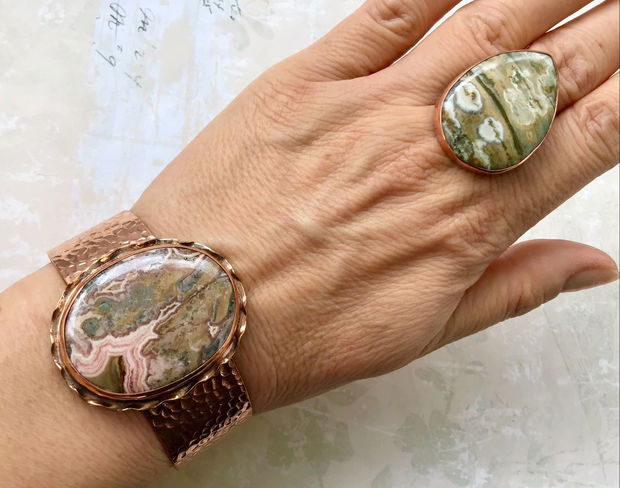 Set vintage jasp egiptean & cupru