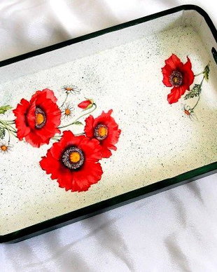 tava lemn decorata cu maci  47933