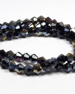 Cristale din sticla, biconice, 2 mm, AB, negre-A02