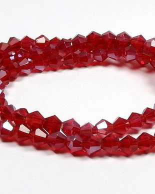 Cristale din sticla, biconice, 2 mm, transparente, AB, rosu inchis-A27