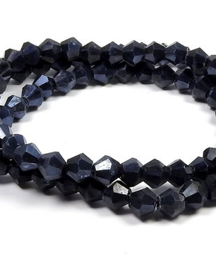 Cristale din sticla, biconice, 3 mm, lucioase, negre-C02