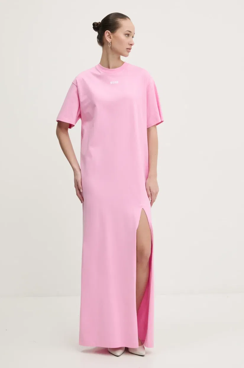 MSGM rochie culoarea roz, maxi, drept, 3841MDA83.257002