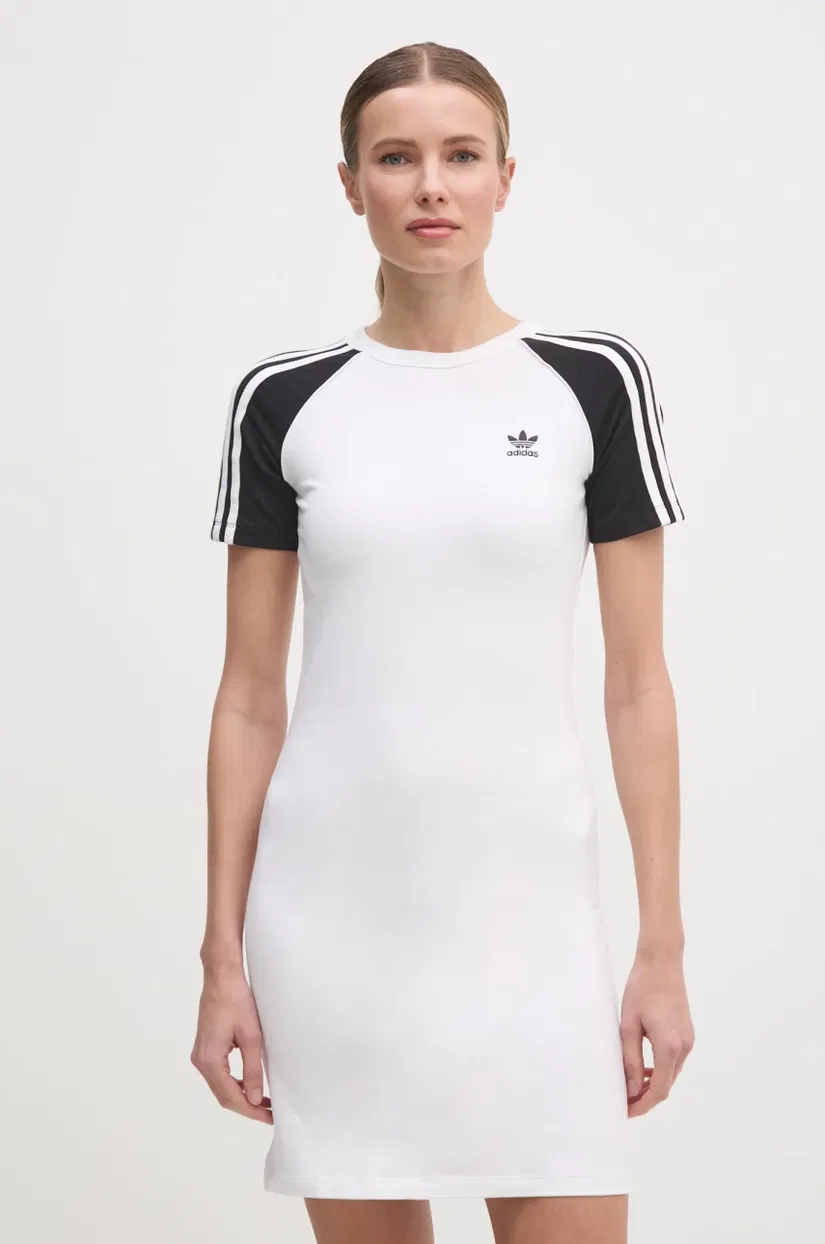 adidas Originals rochie 3S RAGLAN DRESS culoarea alb, mini, mulată, JD0837