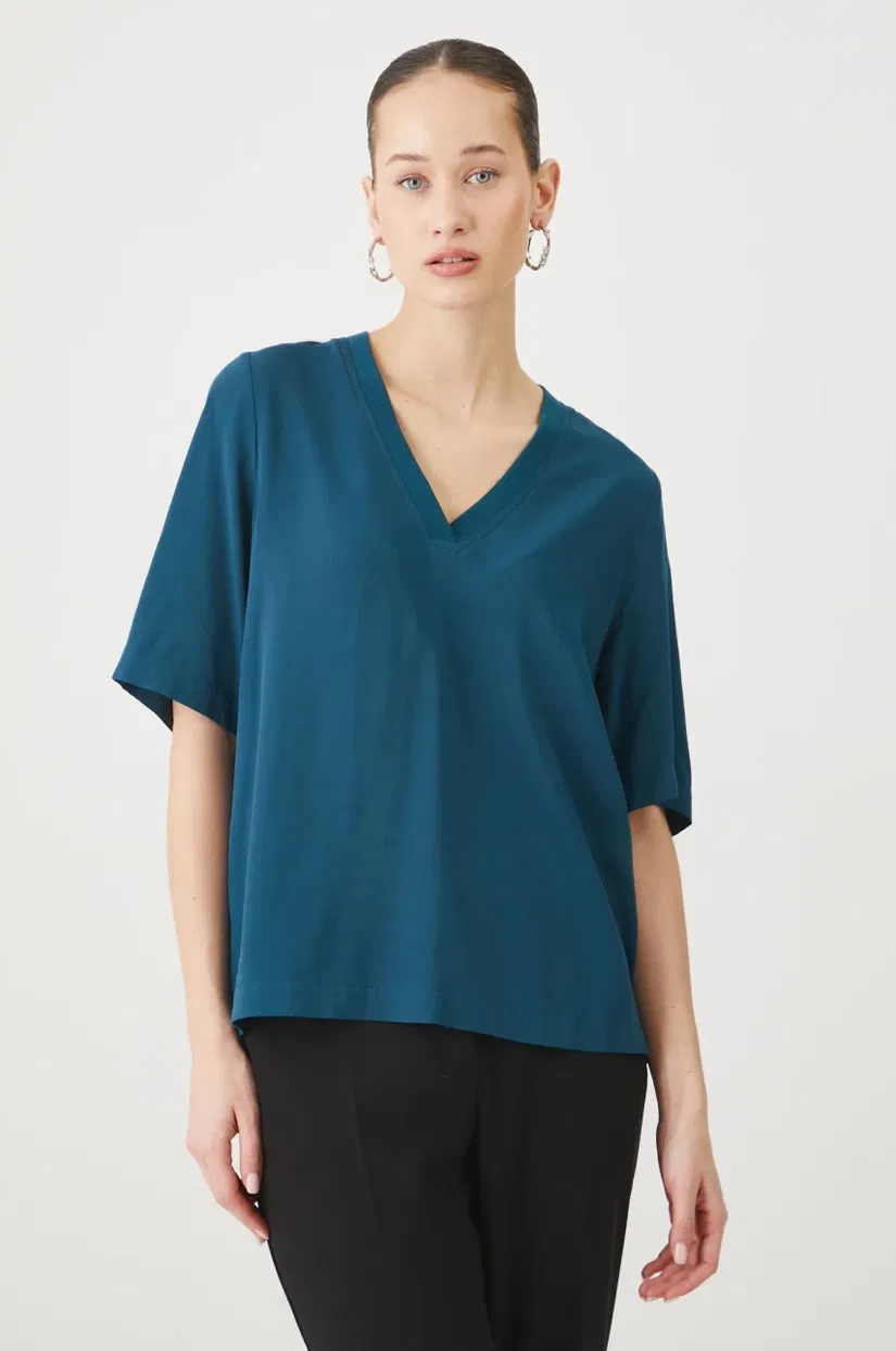 Medicine bluza femei, culoarea turcoaz, neted