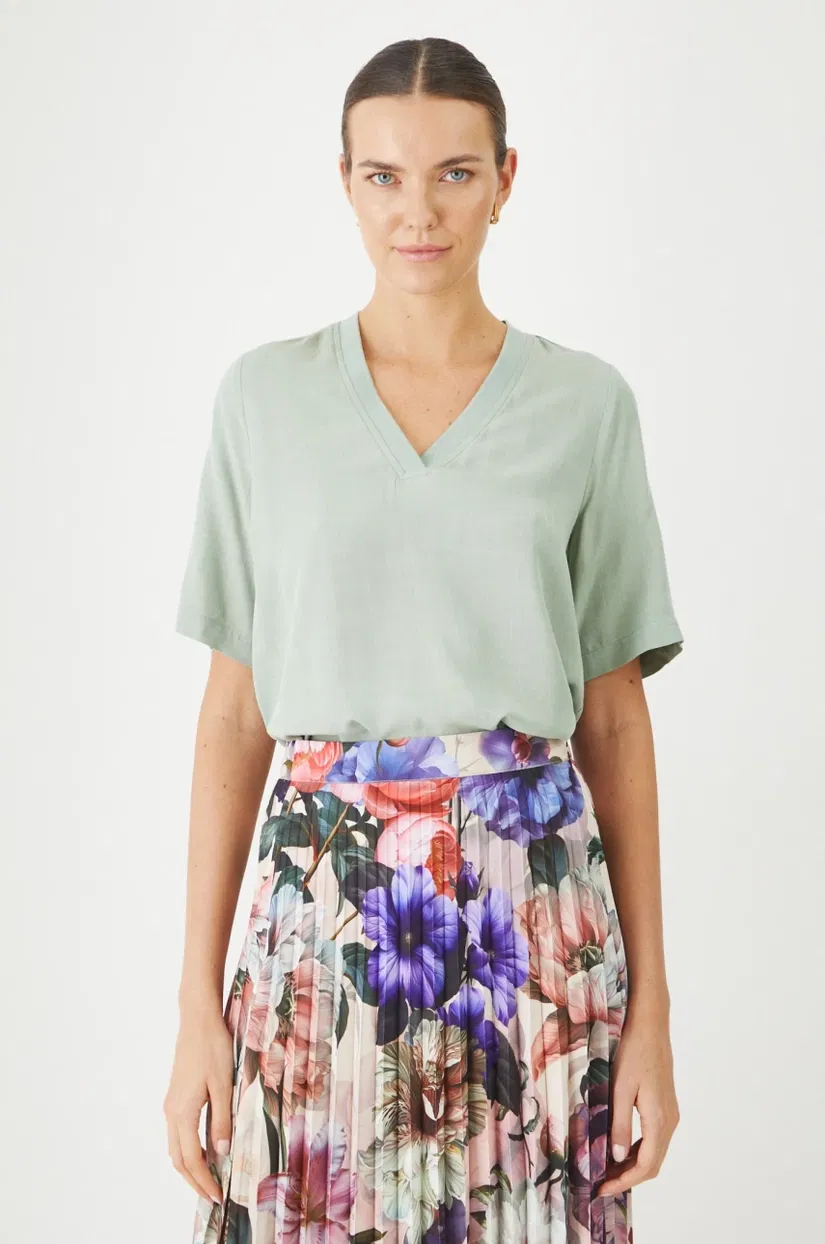 Medicine bluza femei, culoarea verde, neted