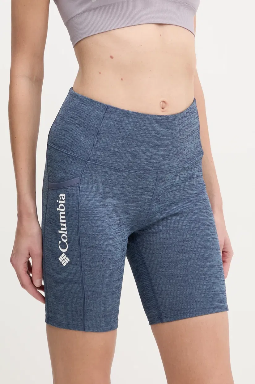 Columbia pantaloni scurti sport Move femei, culoarea gri, melanj, high waist, 2075971