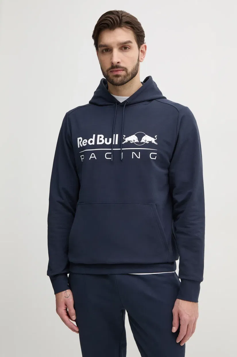 Red Bull Racing x Pepe Jeans bluza TEAM LOGO HOODY barbati, culoarea albastru marin, cu glugă, cu imprimeu, RM580016