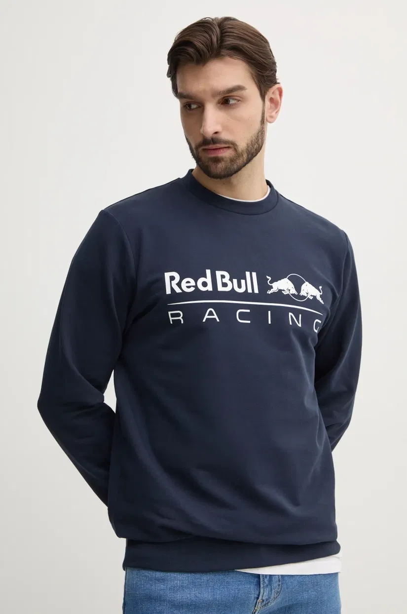 Red Bull Racing x Pepe Jeans bluza TEAM LOGO CREW barbati, culoarea albastru marin, cu imprimeu, RM580017