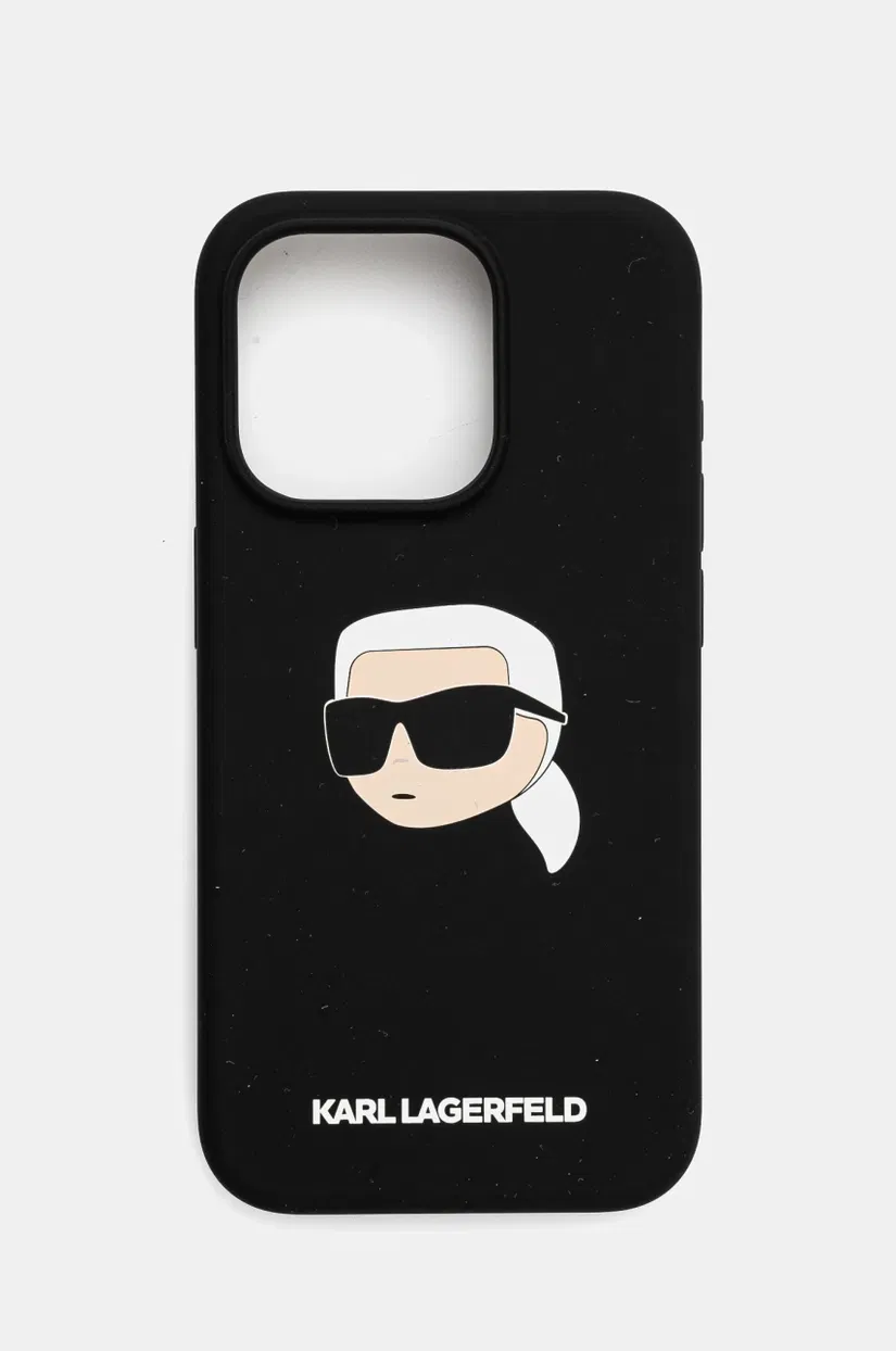 Karl Lagerfeld Husa pentru telefon iPhone 15 Pro 6.1 culoarea negru, KLHMP15LSKHPPLK