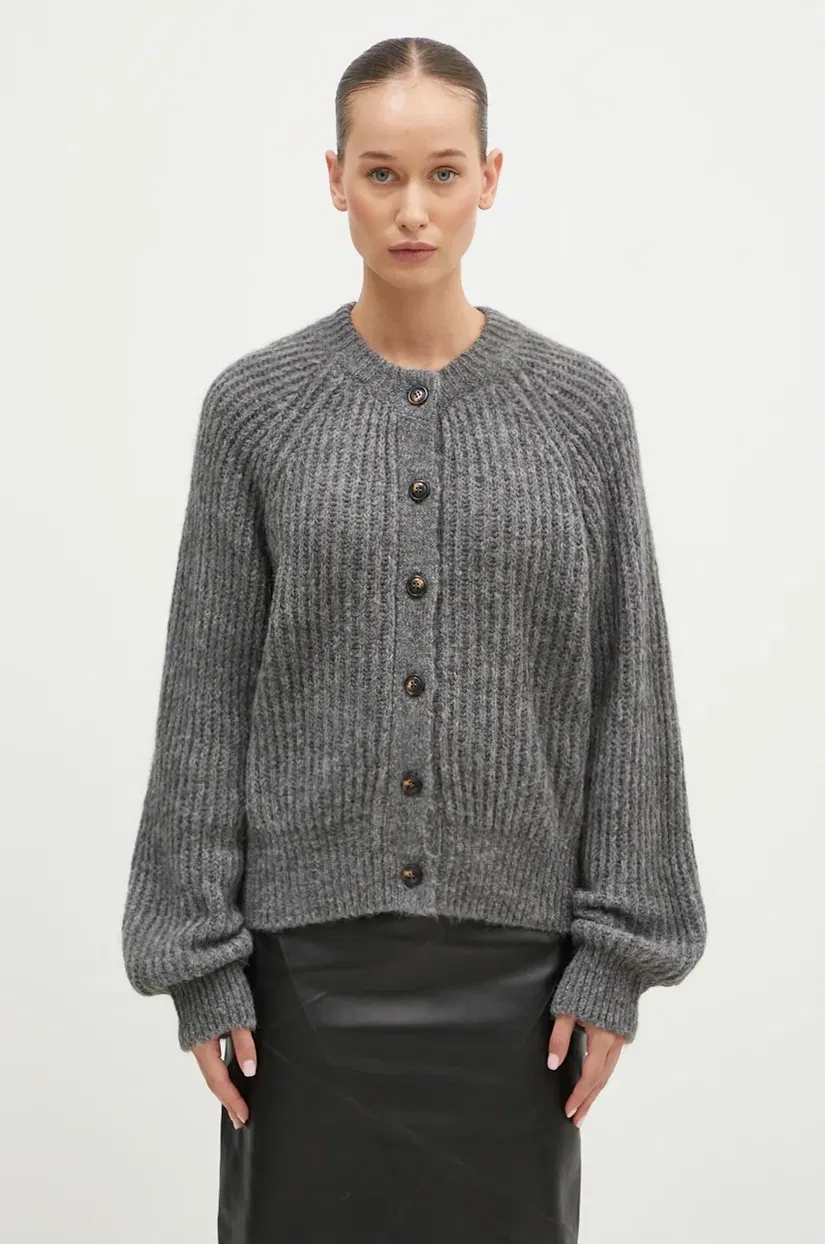 Samsoe Samsoe cardigan din amestec de lana Salayla culoarea gri, light, F24300040