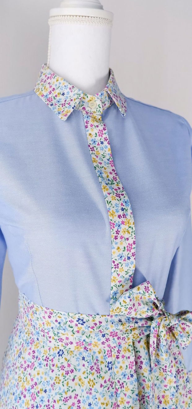 Rochii Mama Fiica Bleu cu Flori