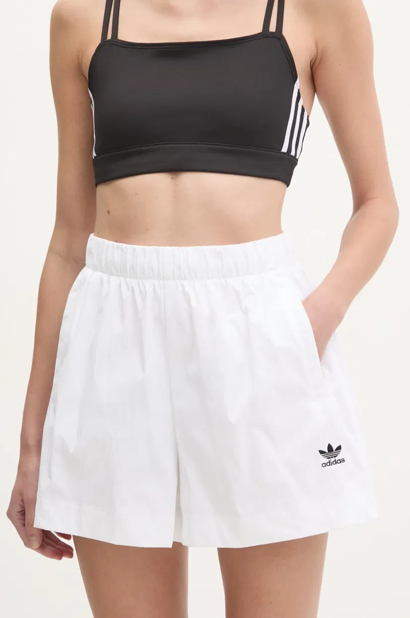 adidas Originals pantaloni scurți Essential femei, culoarea alb, uni, medium waist, JD1510