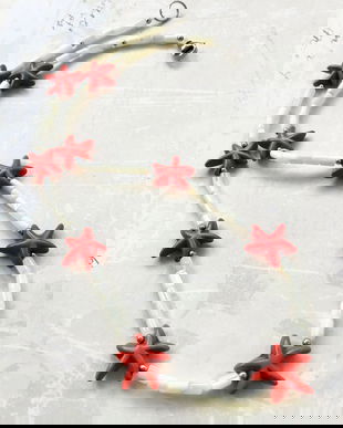 Colier MARTISOR / CRACIUN CHOKER  sidef alb & howlit rosu