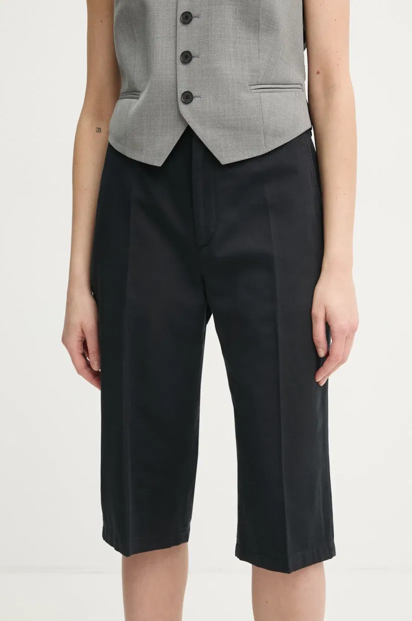 Filippa K pantaloni scurți din amestec de in culoarea negru, modelator, high waist, 31428