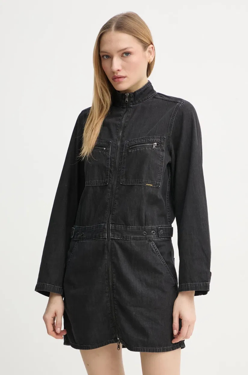 G-Star Raw rochie jeans culoarea negru, mini, mulata, D25363-D540