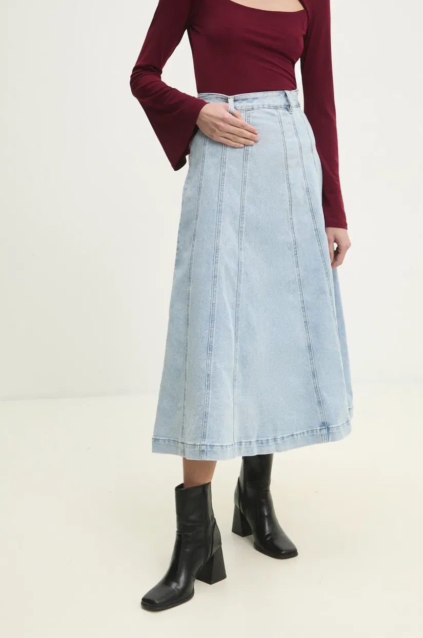 Answear Lab fusta jeans midi, evazati