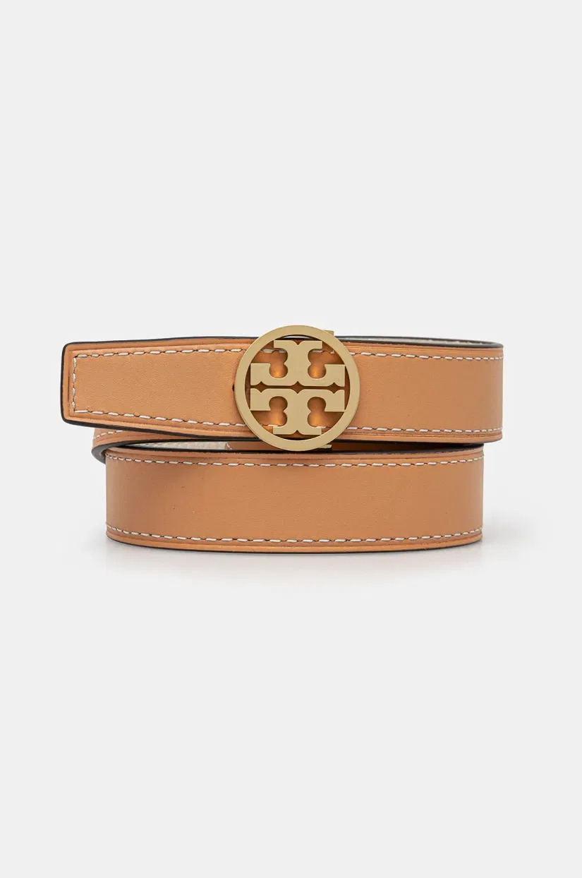 Tory Burch curea de piele cu doua fete Miller femei, culoarea alb, 138935.139