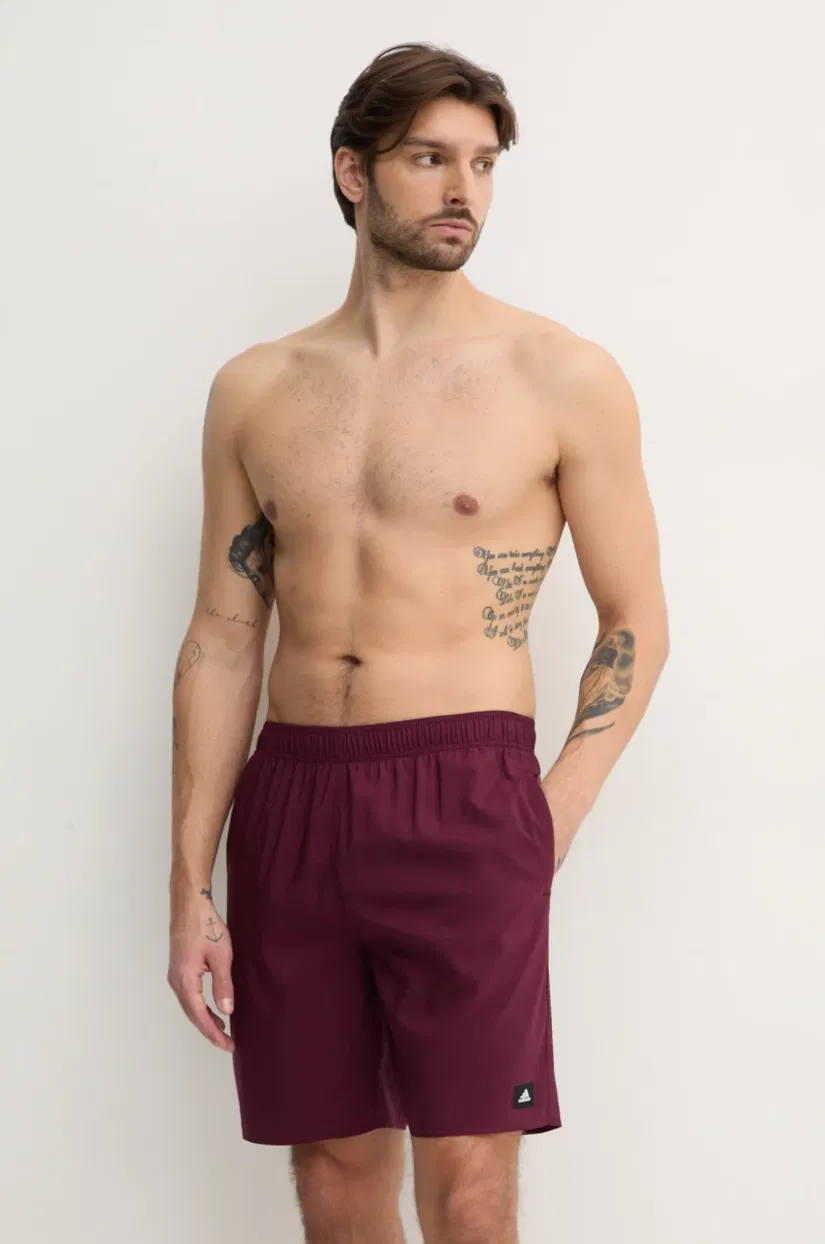 adidas Performance pantaloni scurti de baie Solid CLX culoarea bordo, JD0318