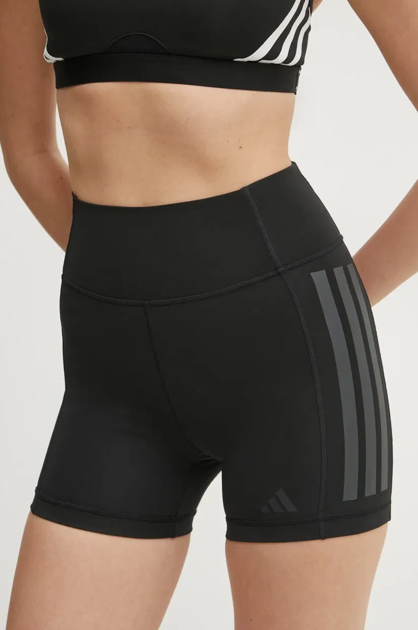 adidas Performance pantaloni scurți de antrenament Optime culoarea negru, cu imprimeu, high waist, JG6144