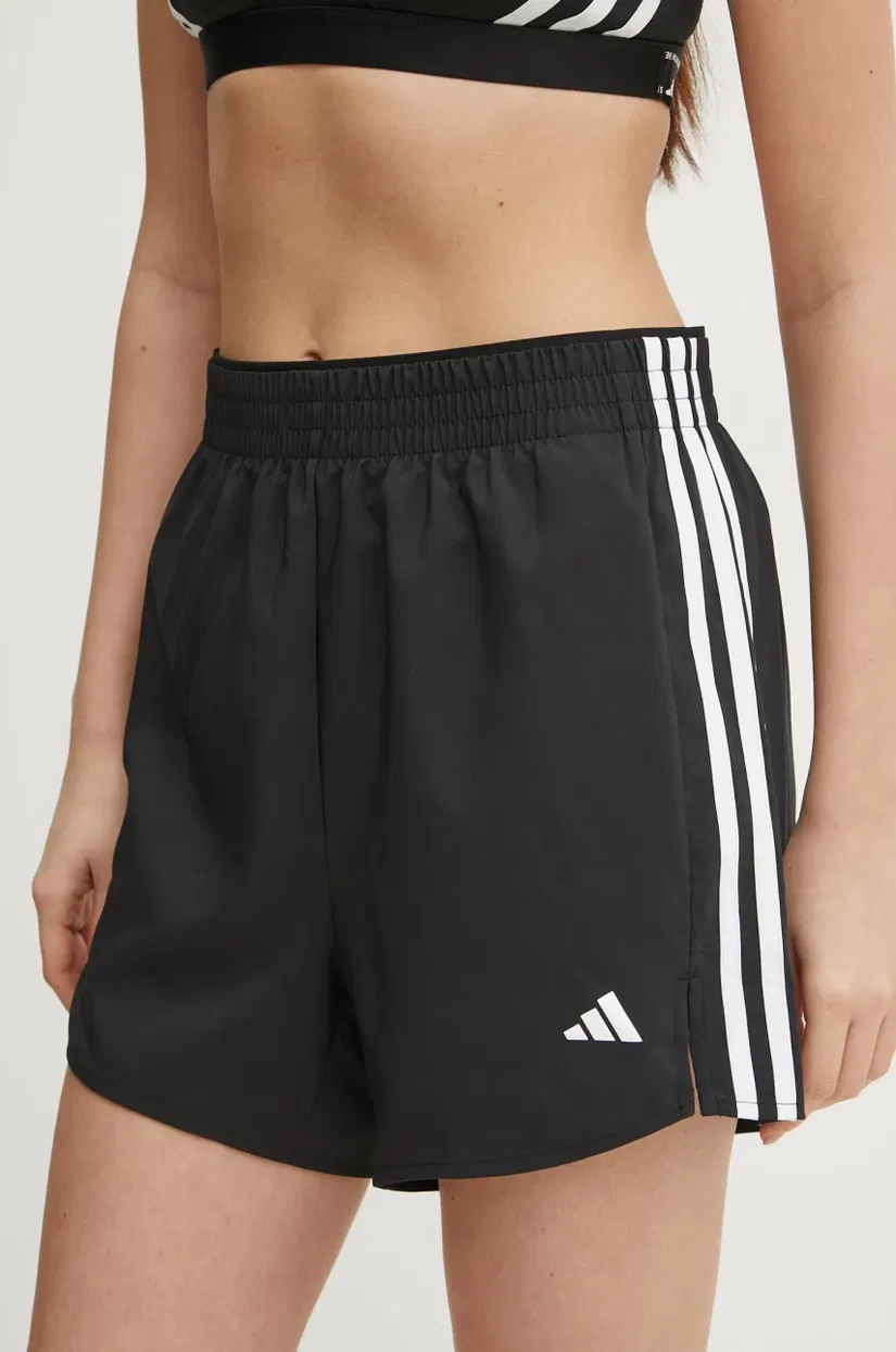 adidas Performance pantaloni scurți de antrenament 3 Stripes culoarea negru, cu imprimeu, high waist, JF4359