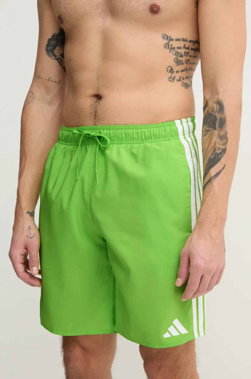 adidas pantaloni scurti de baie 3S BLD SH 8IN culoarea verde, JD4242