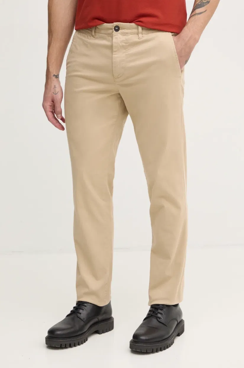 United Colors of Benetton pantaloni barbati, culoarea bej, cu fason chinos, 4DKH55I18