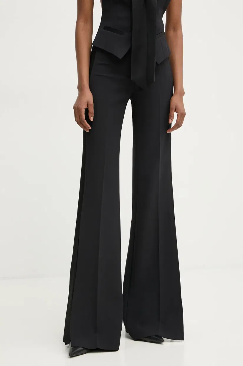 Elisabetta Franchi pantaloni femei, culoarea negru, evazati, high waist, PA06951E2