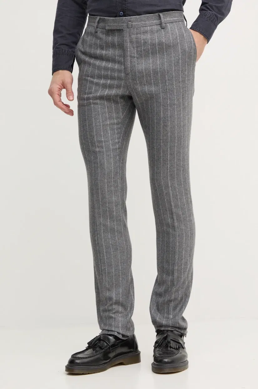 Hackett London pantaloni de lana culoarea gri, mulata, HM470562R