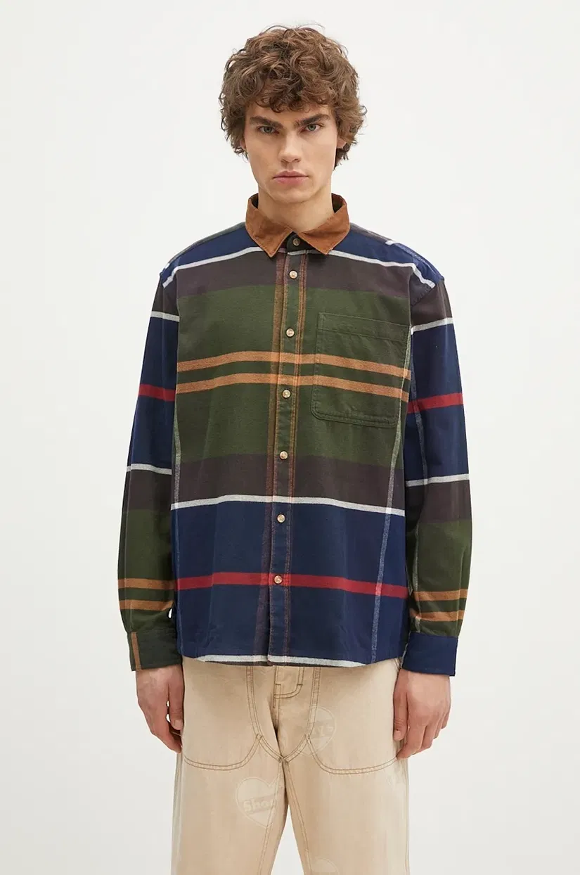 Barbour camasa din bumbac Bushlane OS Tartan Shirt barbati, cu guler clasic, relaxed, MSH5532