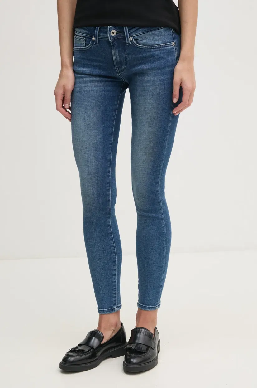 Pepe Jeans jeansi SKINNY JEANS LW SOHO femei, culoarea albastru marin, PL204583ED8