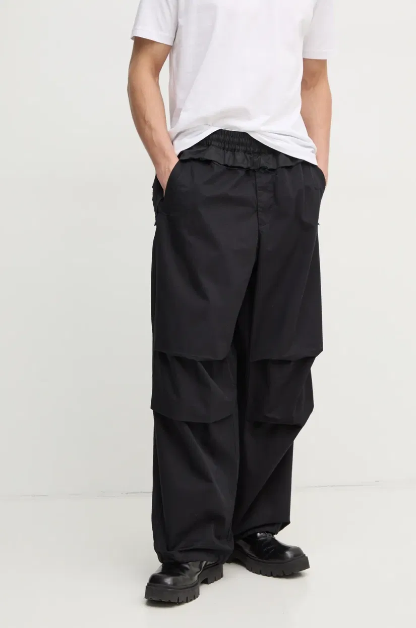 Diesel pantaloni de bumbac P-GUSTAF TROUSERS culoarea negru, drept, A16074.0IQAV