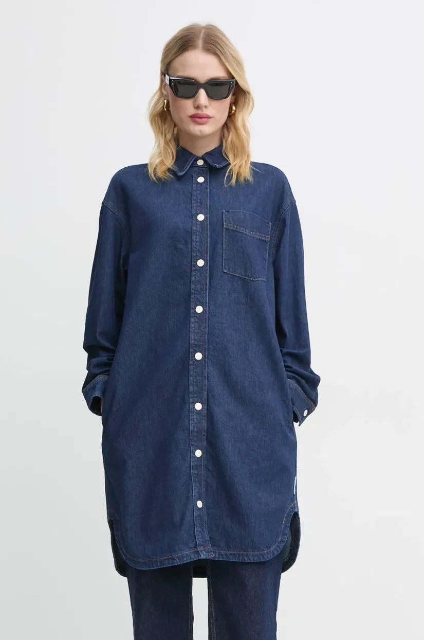 Marc O'Polo rochie jeans culoarea albastru marin, mini, oversize, 5000006121