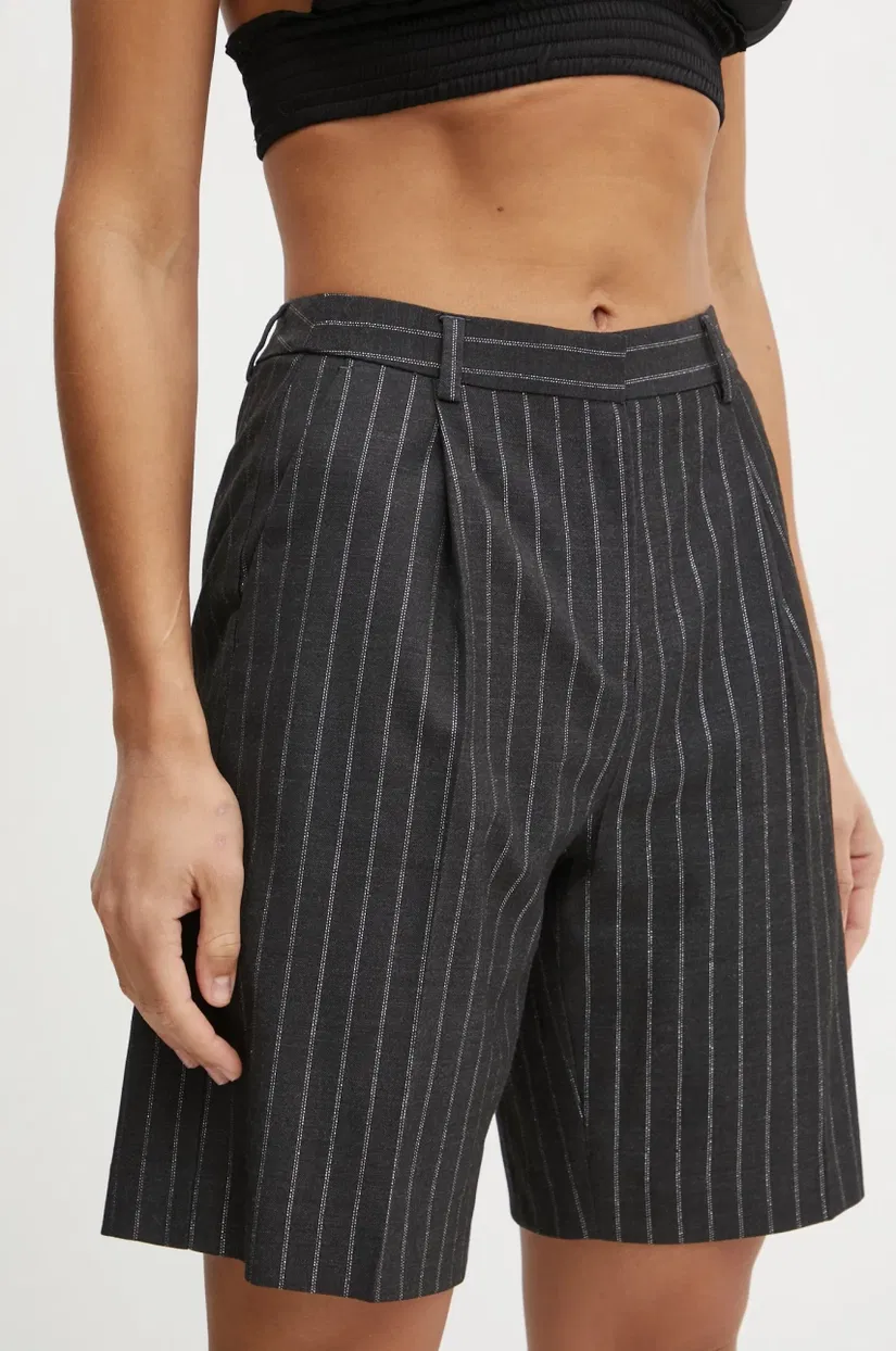 Karl Lagerfeld pantaloni scurti din lana culoarea gri, modelator, high waist, A1W10124