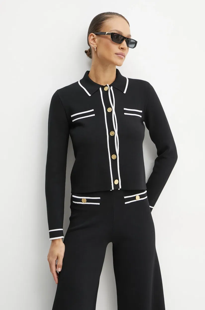 Karl Lagerfeld cardigan femei, culoarea negru, light, A1W18033