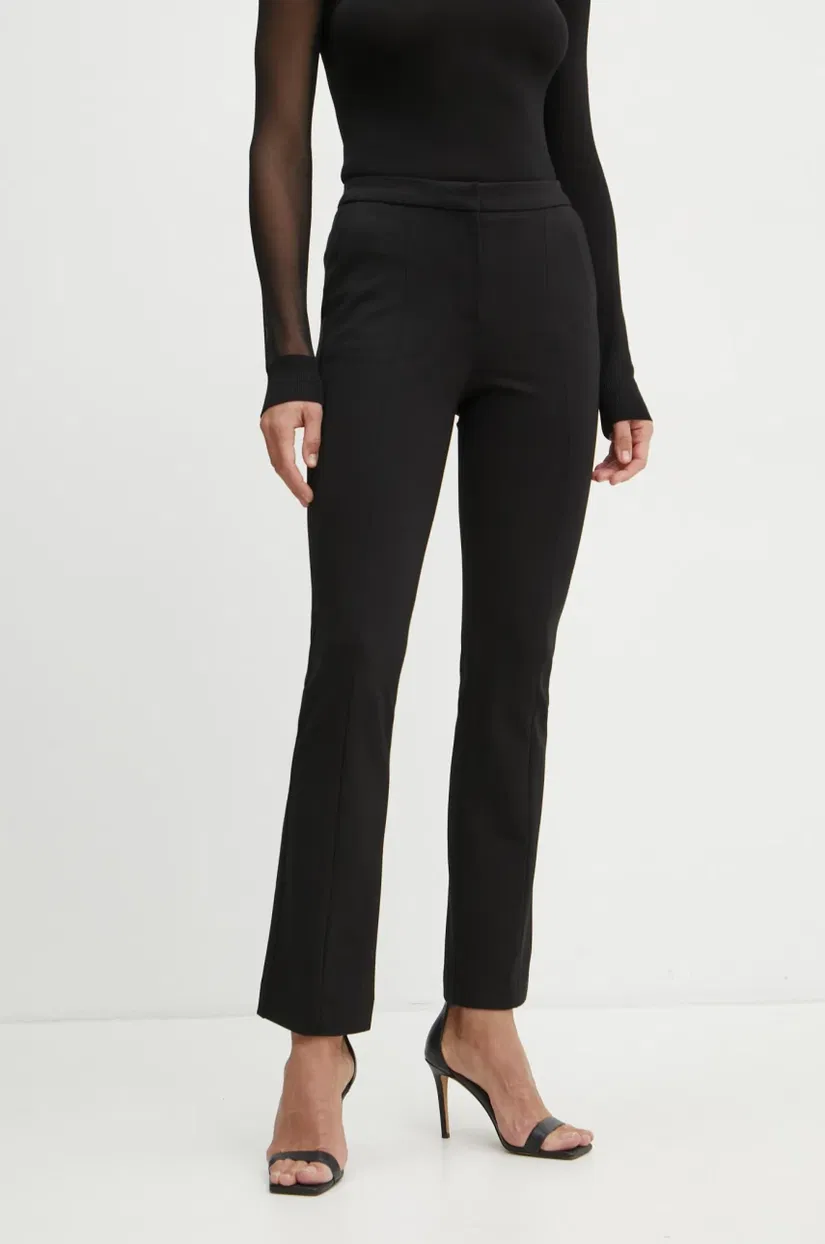 Karl Lagerfeld pantaloni femei, culoarea negru, mulata, medium waist, A1W10014