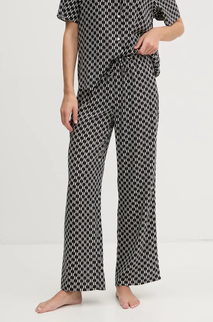 Karl Lagerfeld pantaloni femei, culoarea negru, lat, high waist, A1W46045