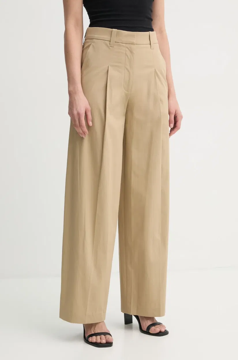 A.L.C. pantaloni femei, culoarea bej, lat, high waist, 2PANT01134